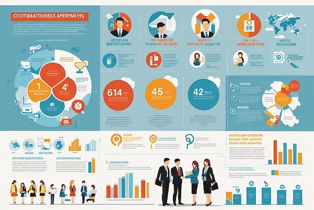 Business strategy infographic set with process and progress symbols