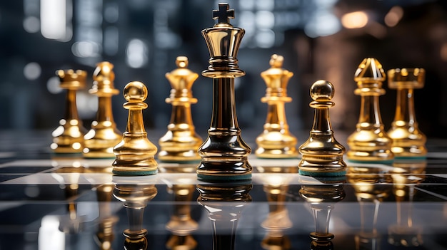 Бизнес-стратегия с фотографией шахматных фигур