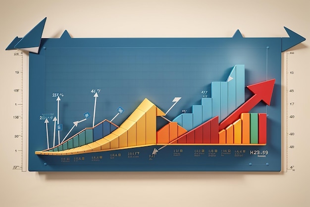 Business success and growth chart arrow concept