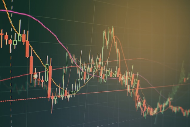 Successo aziendale e concetto di crescita. grafico commerciale del mercato azionario sullo schermo digitale. mercato forex, mercato dell'oro e mercato del petrolio greggio.