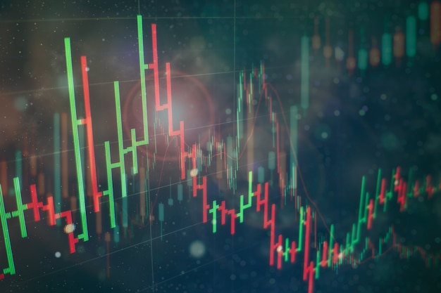 Successo aziendale e concetto di crescita. grafico commerciale del mercato azionario sullo schermo digitale. mercato forex, mercato dell'oro e mercato del petrolio greggio.