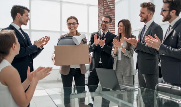 Business team applauds the new employee on the first working day the concept of employment