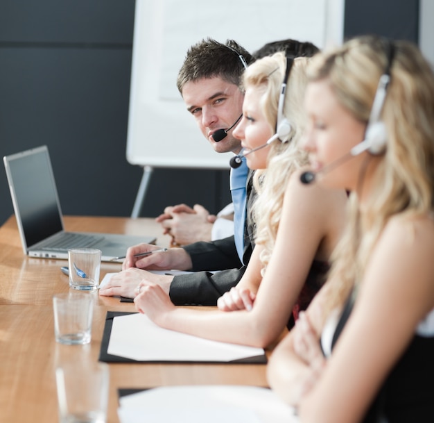 Business team in a call center