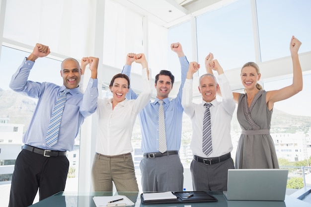 Business team celebrating a good job