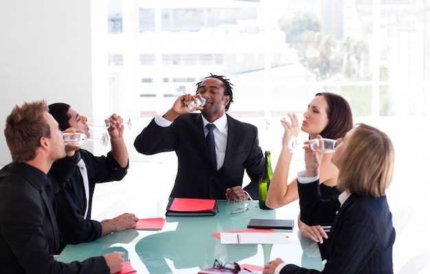 Business team celebrating a success