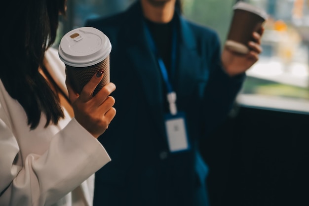 Photo business team coffee break relax concept