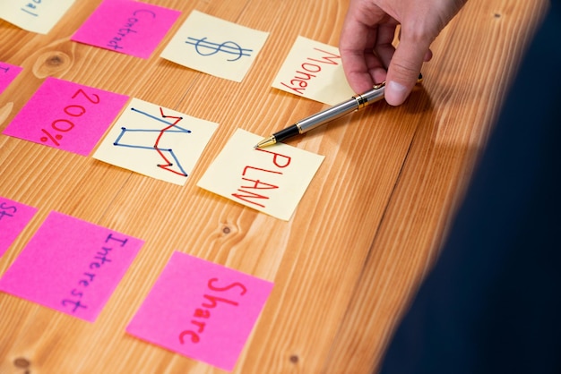 Business team gather on table brainstorming and writing creative idea fervent