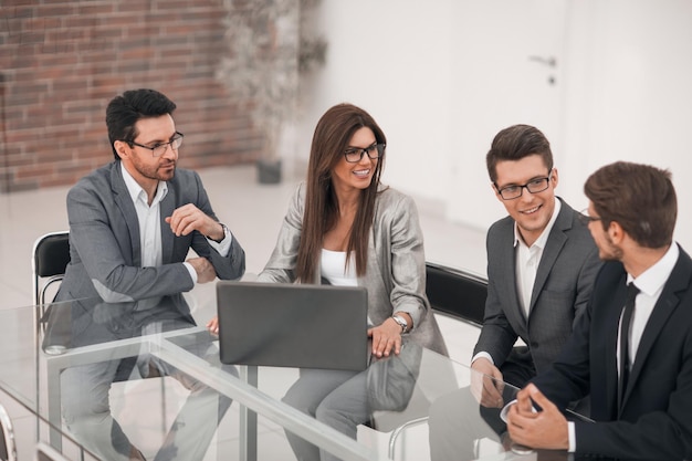 Business team holds a working meeting in a modern officebusiness concept