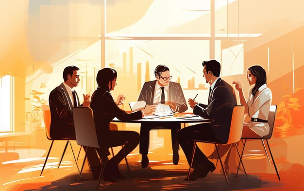 Business team and manager in a meeting