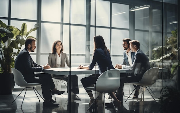 Business team and manager in a meeting