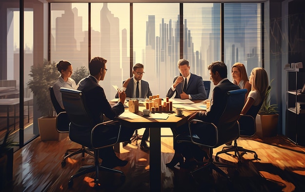 Business team and manager in a meeting