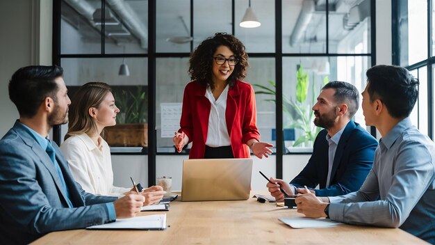 Business team and manager in a meeting