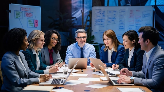 Business team and manager in a meeting