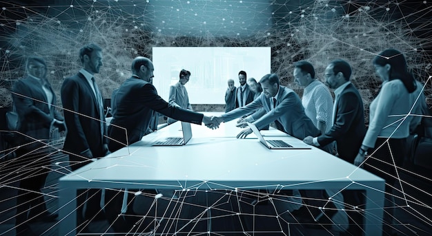 Business team shaking hands on contract