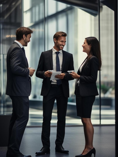 Business team standing together and talking