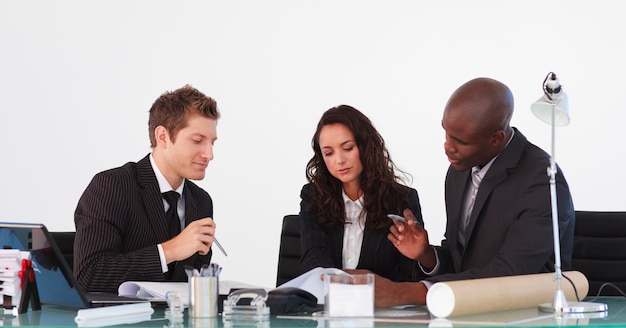 Business team talking to each other in a meeting