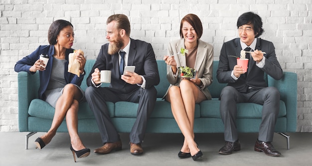 Business Team Working Break Eating Lunch Concept