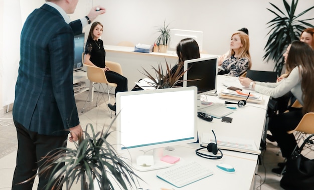 Photo business team working in office.office life. photo with copy space