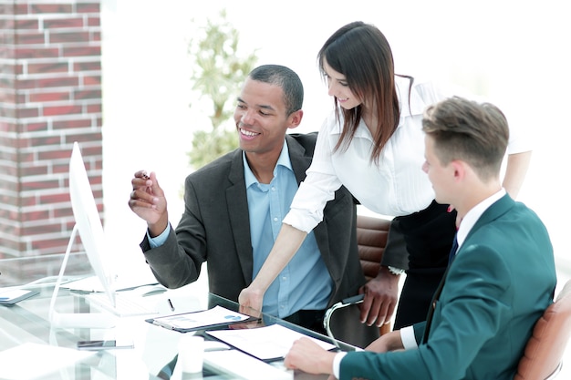 business team in the workplace in the office.photo with copy space