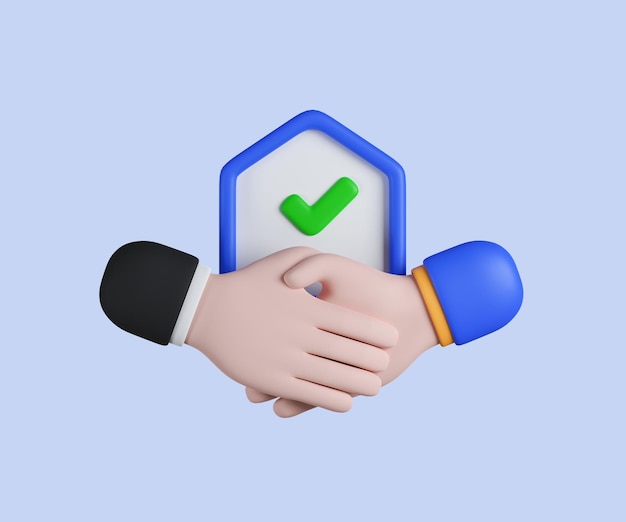 Business teamwork business people handshake with successful deal successful agreement concept partnership cooperation 3D icon render illustration