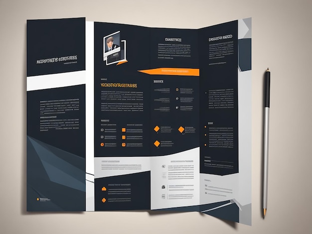 Photo business trifold brochure leaflet template