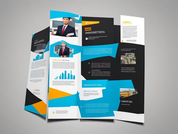 Photo business trifold brochure leaflet template