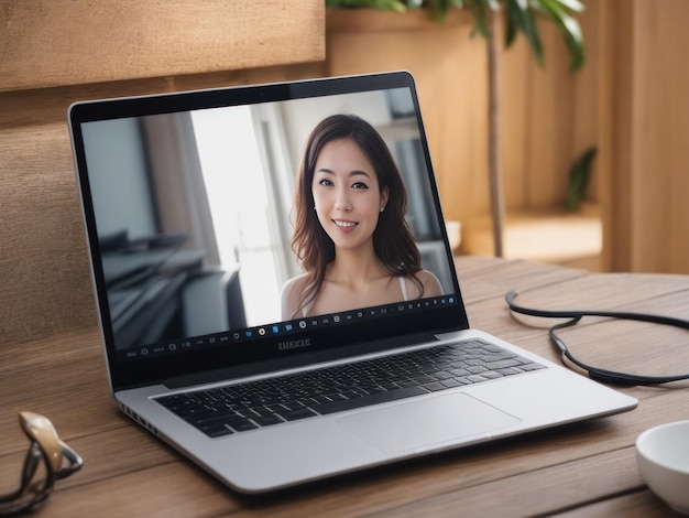 Business video call on laptop