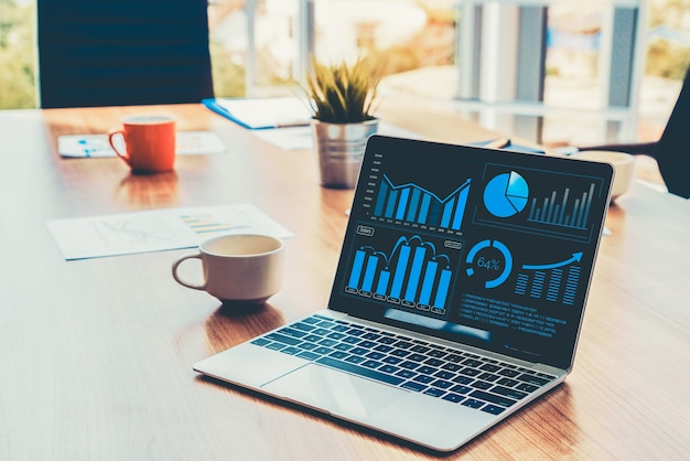 Tecnologia di analisi dei dati visivi aziendali tramite software creativo computer