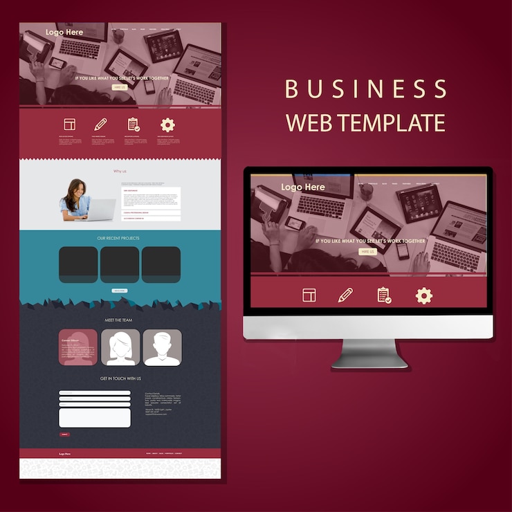 Photo business website tempate deign free vector