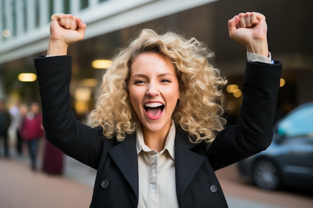 Photo business woman being the best employee