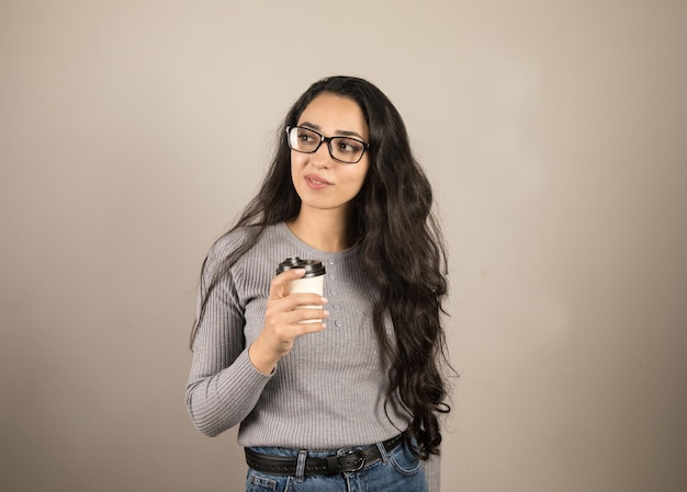 Business woman drinking coffee