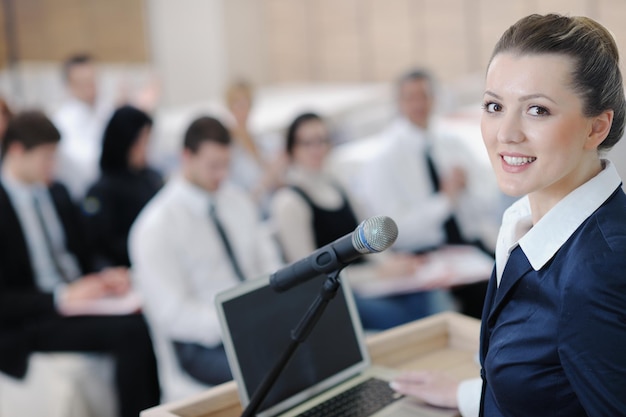 business woman giving presentation