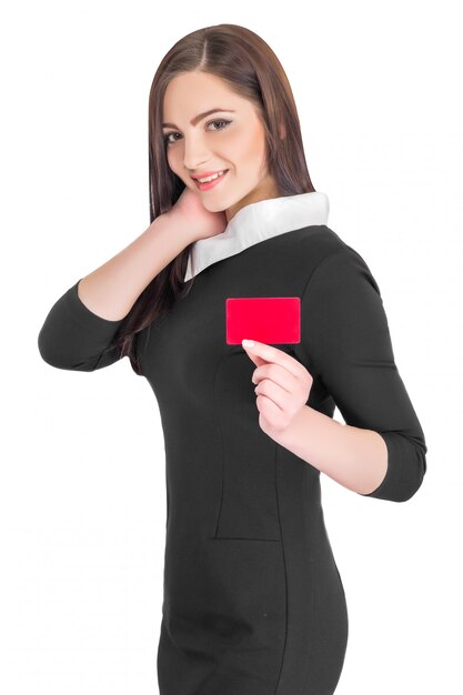  business woman holding credit card