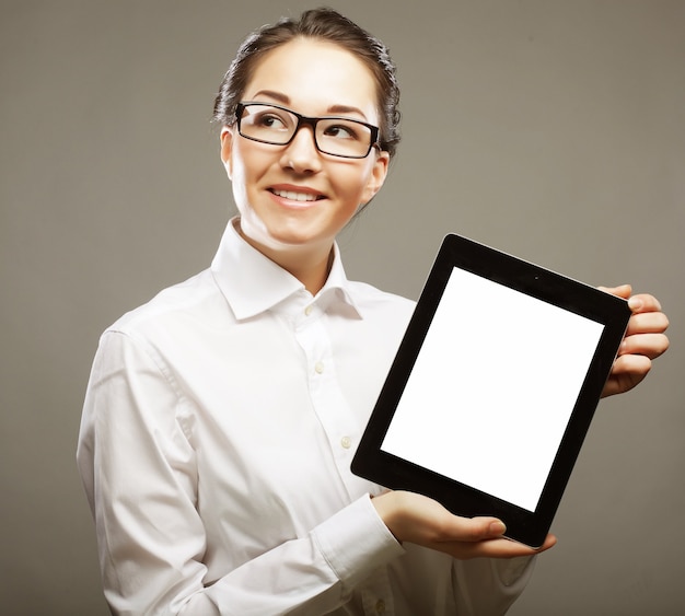 Business woman holding a tablet computer