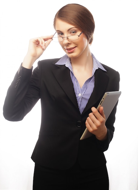 Business woman holding tablet computer 