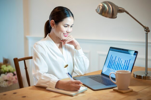 Business woman is working in her office desk 