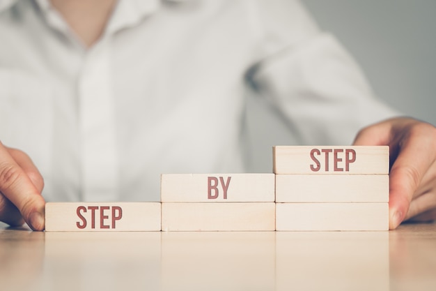 Business Woman Lined Ladder With Step By Step Concept.