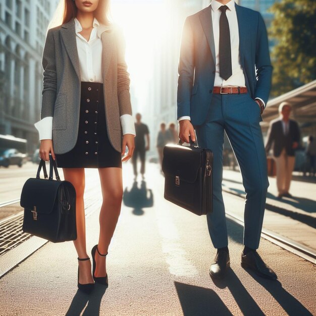 Business woman and man realistic photo