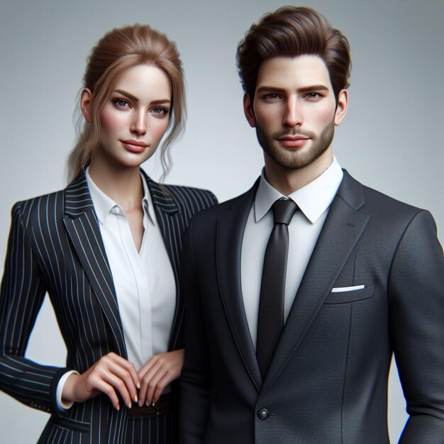 Business woman and man realistic photo