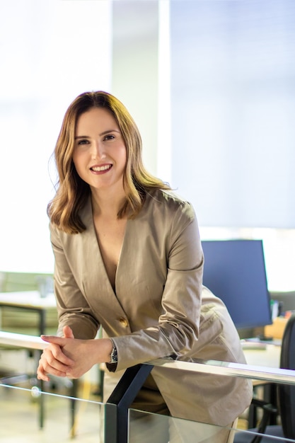 Business woman in office, woman in suit