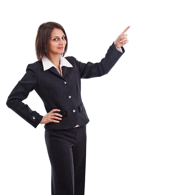 Business woman pointing