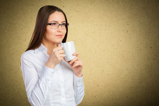 Business woman portrait with cup