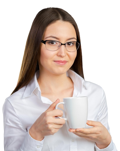 Business woman portrait with cup