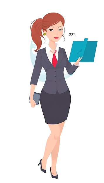 Photo business woman in presentation illustration