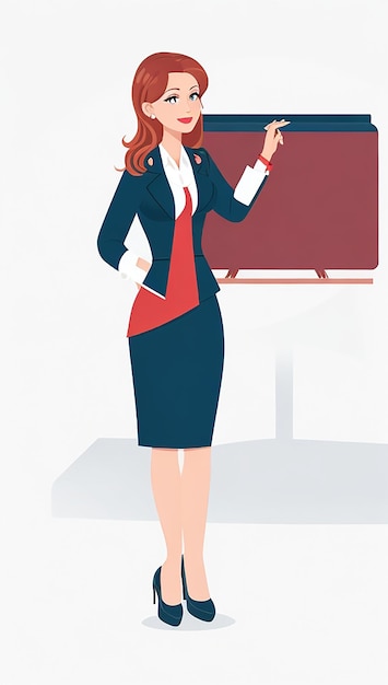 Business woman in presentation illustration