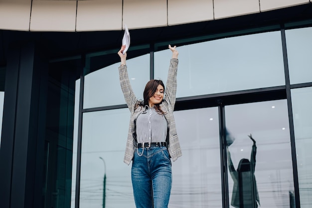 Business woman standing outside