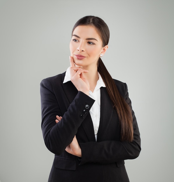 Business Woman in Suit Thinking Idea Business Planning and Strategy Concept