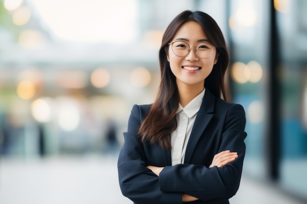 a business woman suit with her arms crossed