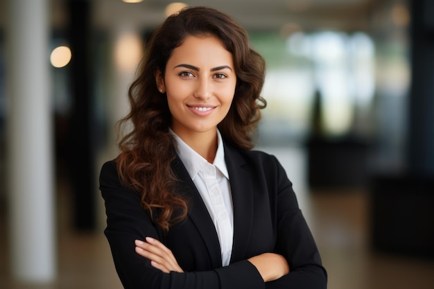 a business woman suit with her arms crossed