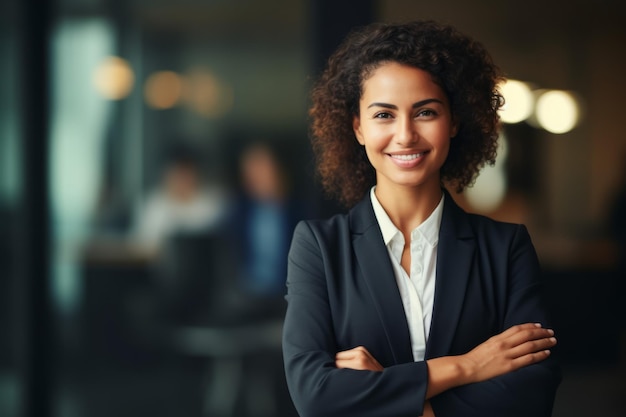 a business woman suit with her arms crossed